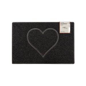 Heart Small Embossed Doormat in Black 