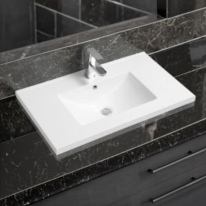 5001 Ceramic 80cm x 45cm Mid-Edge Inset Basin with Scooped Bowl