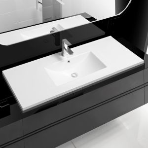 5001 Ceramic 120cm x 45cm Mid-Edge Inset Basin with Scooped Bowl
