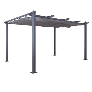 Acorn Aluminium 4m Rectangular Pergola Gazebo in Grey