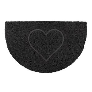 Heart Half Moon Doormat in Black