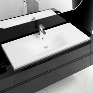 5089 Ceramic 120cm x 45cm Thin-Edge Inset Basin with Dipped Bowl