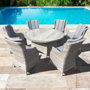 Knightsbridge XL Rattan 6 Seat Dining Set in Dove Grey