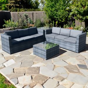 Malta Rattan 6 Seat Lounge Set in Ocean Grey