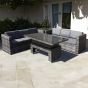 Malta Rattan 6 Seat Rising Table Corner Set in Walnut Grey