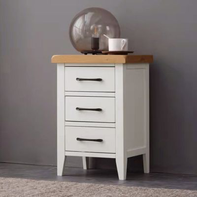Chunky Nightstand in White with Natural Top