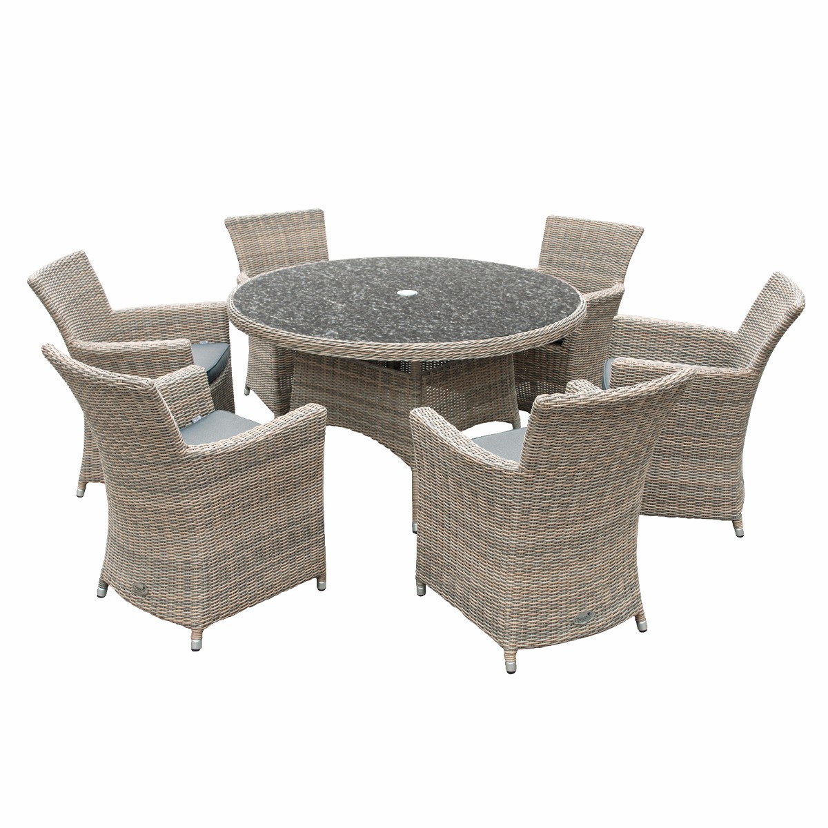 Outdoor Garden Furniture Set OSeasons Patio Table & Two Chairs Rattan Taupe 